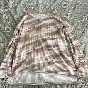 Cute pink/beige camo sweater size small